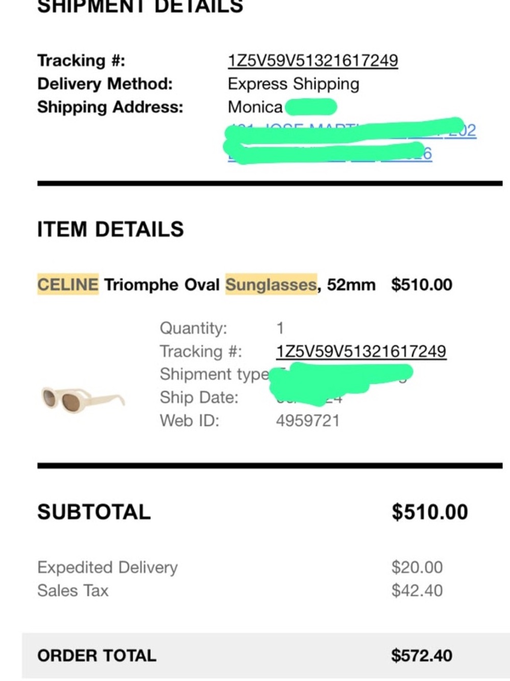 Celine Triomphe Oval Sunglasses, 52mm color ivory/brown solid - Picture 11 of 11